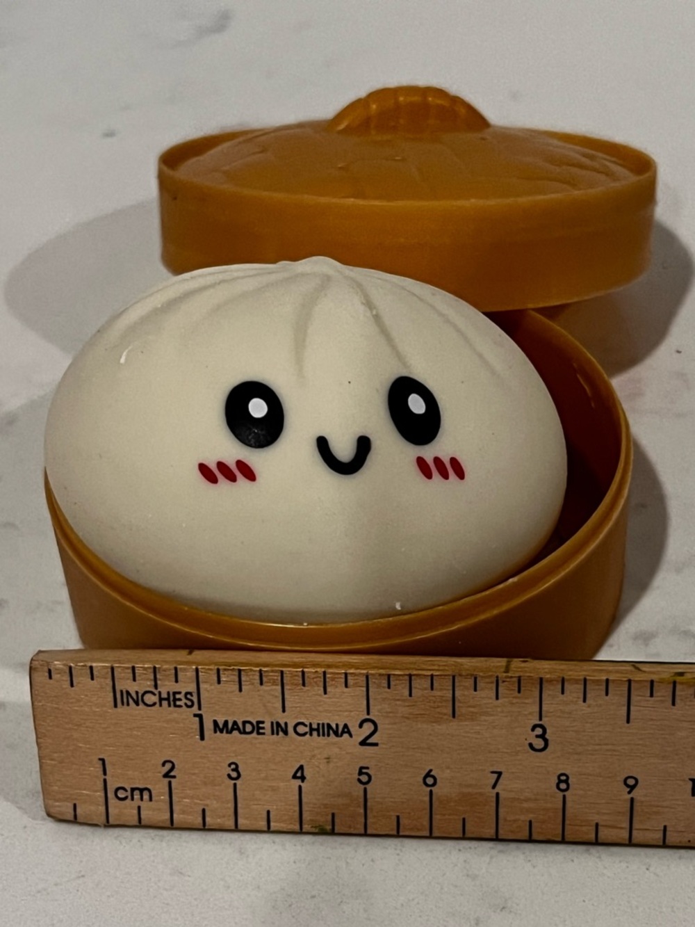 Kawaii White Steamed Bun Plush in Tan Round Box - Picture 3 of 4